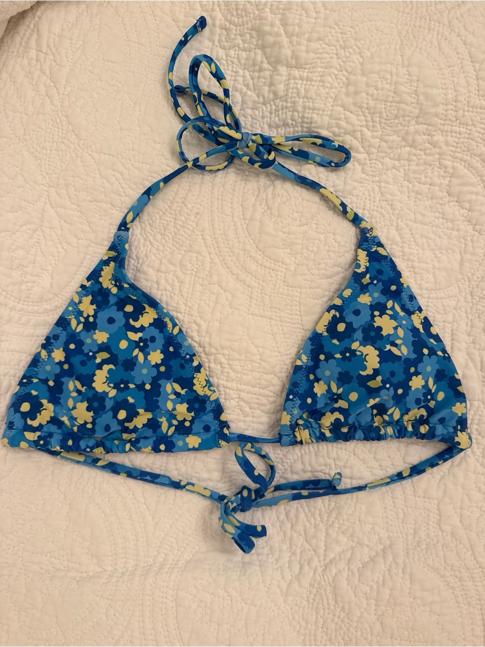 Shein Blue Floral Triangle Bikini Top